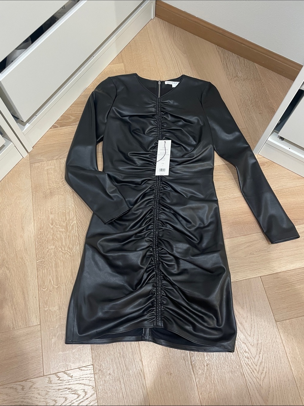 Veronica Beard Bernadette Dress in Black Size 2 Faux Leather